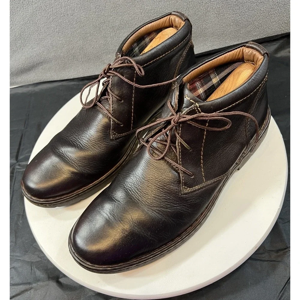 Clarks Stratton Limit Chukka Ankle Boots Lace Up Brown Leather Men Size 11.5